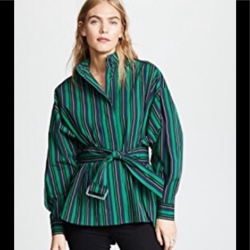 Open Ceremony Green Stripe Shirt - Picture 1 of 9